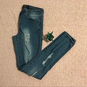 Hammer Jean Skinny Mid Rise distressed Jea…
